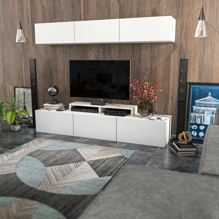Hanah Home Mueble de TV Blanco con Estante de Pared